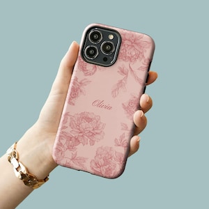 Funda personalizada con diseño de toile azul para iPhone 17, 16, 15, 14 y 13, funda con nombre personalizado para Samsung S23, funda coqueta, funda personalizada para iPhone Rose