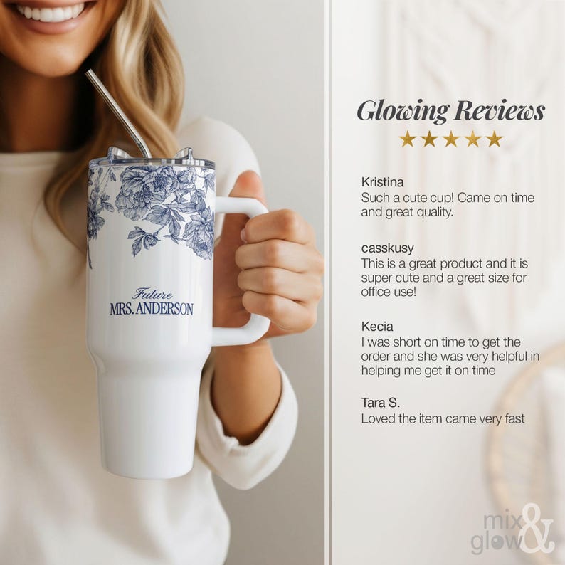 Personalized Bride Tumbler For Bride, Custom Engaged Tumbler 40oz, Future Mrs Tumbler, Engagement Tumbler Gift For Bride, Bridal Travel Mug image 5