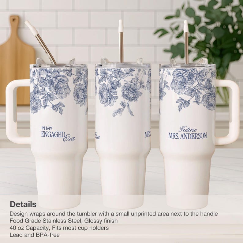 Personalized Bride Tumbler For Bride, Custom Engaged Tumbler 40oz, Future Mrs Tumbler, Engagement Tumbler Gift For Bride, Bridal Travel Mug image 10