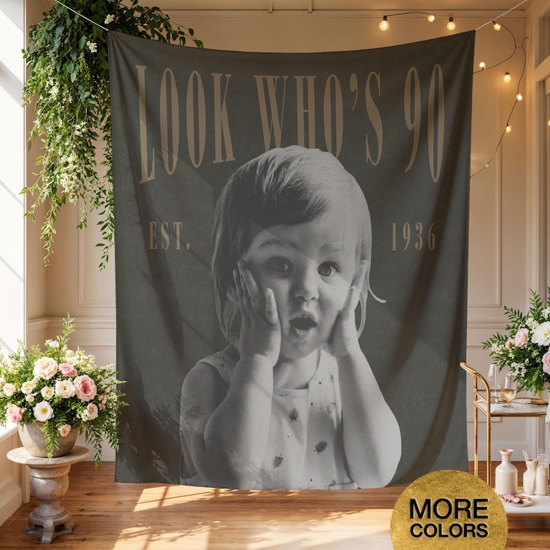 90th Birthday Banner Look Who's 90 Vintage 1936 Personalized 90th ...