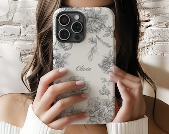 Funda personalizada Toile para iPhone 17, 16, 15, 14 y 13, funda personalizada con nombre para Samsung S23, funda Coquette, funda personalizada para iPhone