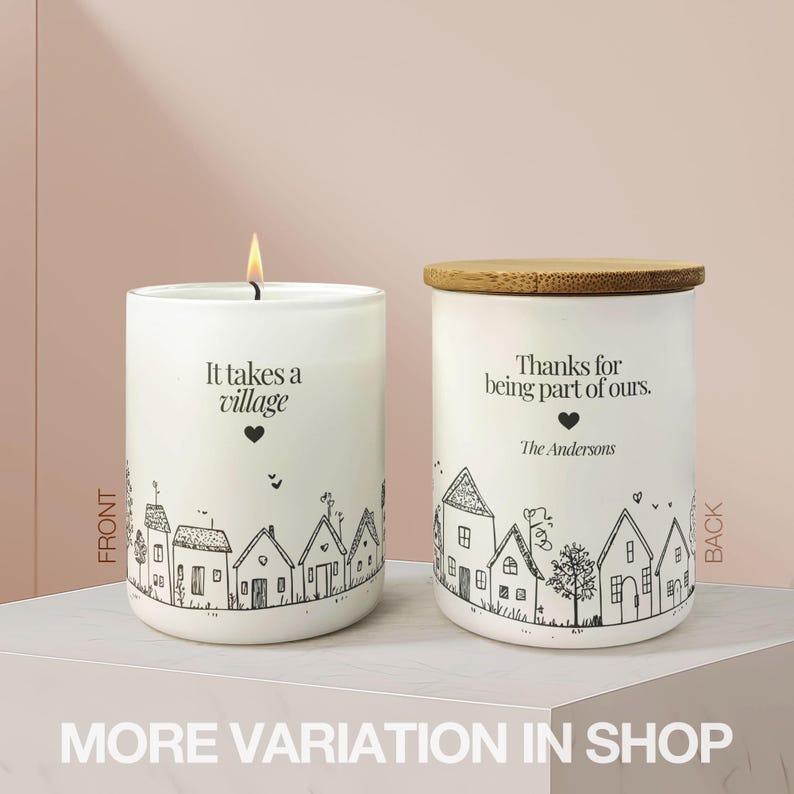 It Takes a Village Candle For Teacher Candle Thank You Gift Candle Gift, Personalized Teacher Gift For Teacher Appreciation Gift, Nanny Gift image 1