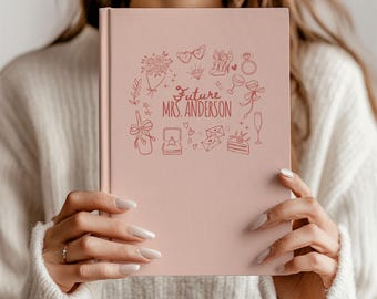 Personalized Wedding Planning Journal For Future Mrs, Custom Coquette Notebook For Bride, Engagement Gift For Bride, Bridal Shower Gift