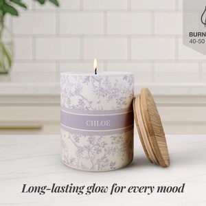 Toile Personalized Name Candle For Friend Candle Custom Gift, Luxury Candle For Her Mom Candle For Sister, Soy Candle Scented Candle Gift image 5