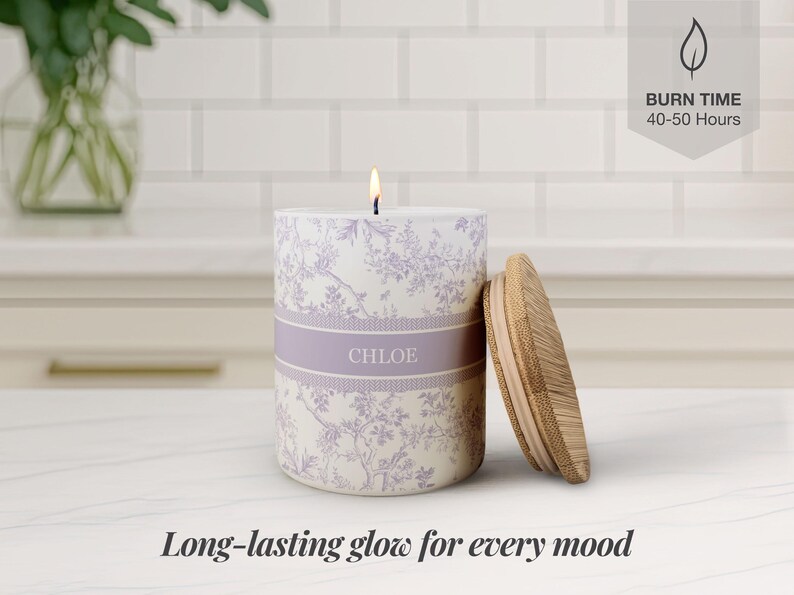 Toile Personalized Name Candle For Friend Candle Custom Gift, Luxury Candle For Her Mom Candle For Sister, Soy Candle Scented Candle Gift image 5