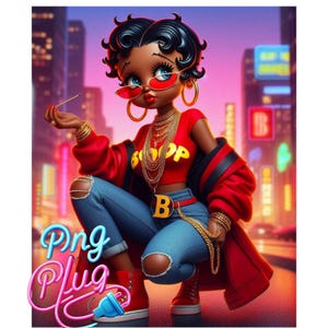 Chic Betty Boop in Glam Pink – Trendy Fashion & Luxury Car 6PNG Image Bundle Instant Digital Download