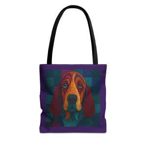 Basset Hound Tote Bag: Faux Quilted Dog Mom Shopping Bag