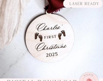 Baby's First Christmas Ornament SVG Laser File: Personalized Keepsake