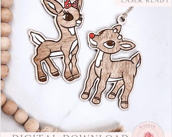 Rudolph & Clarice Christmas Ornament Laser Cut Files (SVG Digital Download)