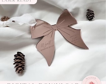 Baby Stats Bow Ornament SVG: Laser Cut File, Newborn Keepsake (Digital Download)