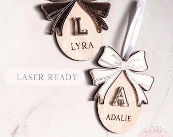 Bow Easter Basket Tag Digital Download File, Easter SVG for Laser Files