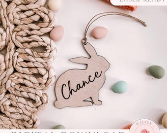 Easter Bunny Basket Tag Digital Download File, Easter SVG for Laser Files