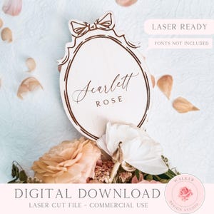 Vintage Bow Baby Name Sign SVG: Laser Cut File (Digital Download)