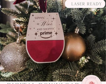 Funny Wine Ornament SVG, The Girls are Drinking Again Digital Download, Wine Glass Laser File