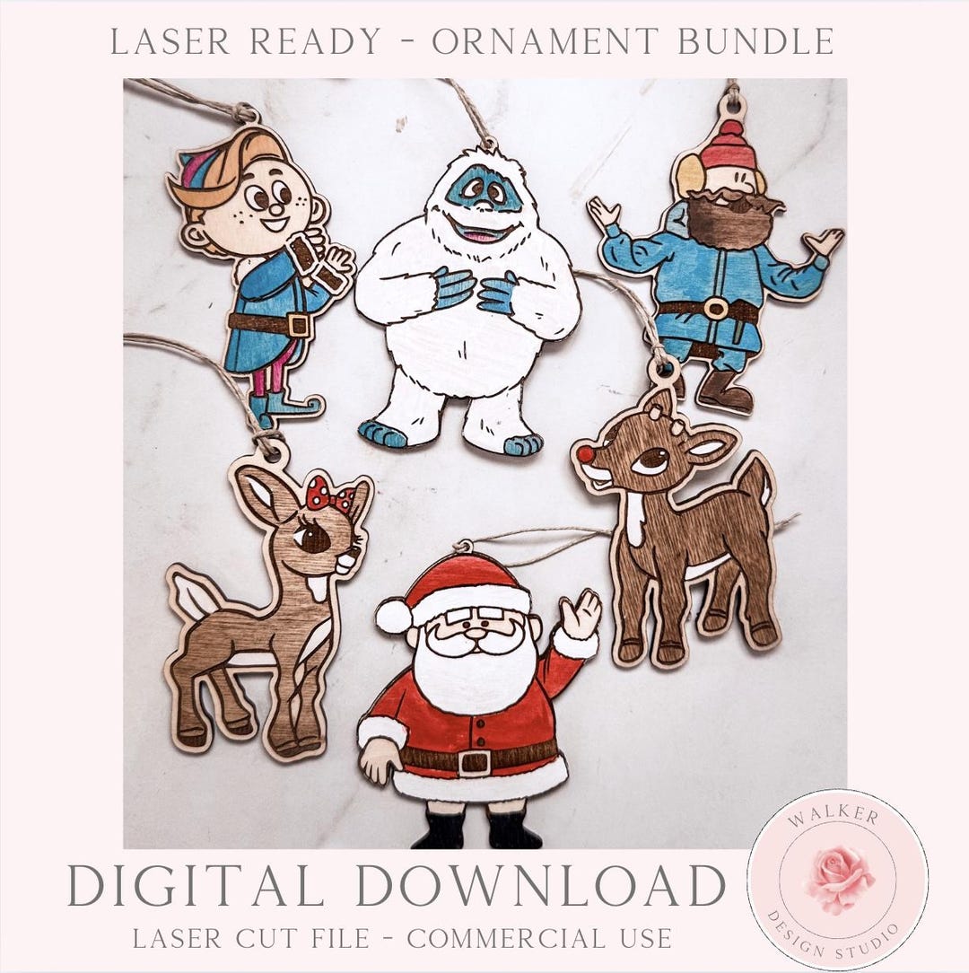 Rudolph Ornament Laser Cut Files: Christmas Character SVG Bundle ...