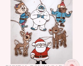 Rudolph Ornament Laser Cut Files: Christmas Character SVG Bundle (Digital Download)