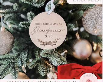 First Christmas as Grandparents SVG - Christmas Tree Ornament Laser File