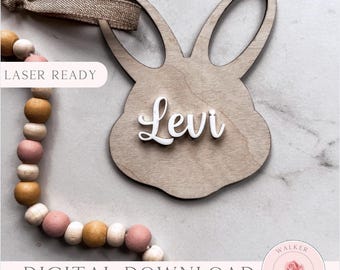 Bunny Easter Basket Tag Digital Download File, Easter SVG for Laser Files