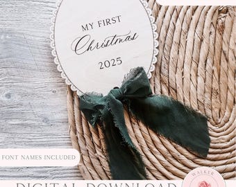 My First Christmas Scalloped Disc Photo Prop (Laser Cut SVG File)