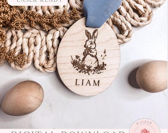 Easter Egg Bunny Basket Tag Digital Download File, SVG for Laser Engravers