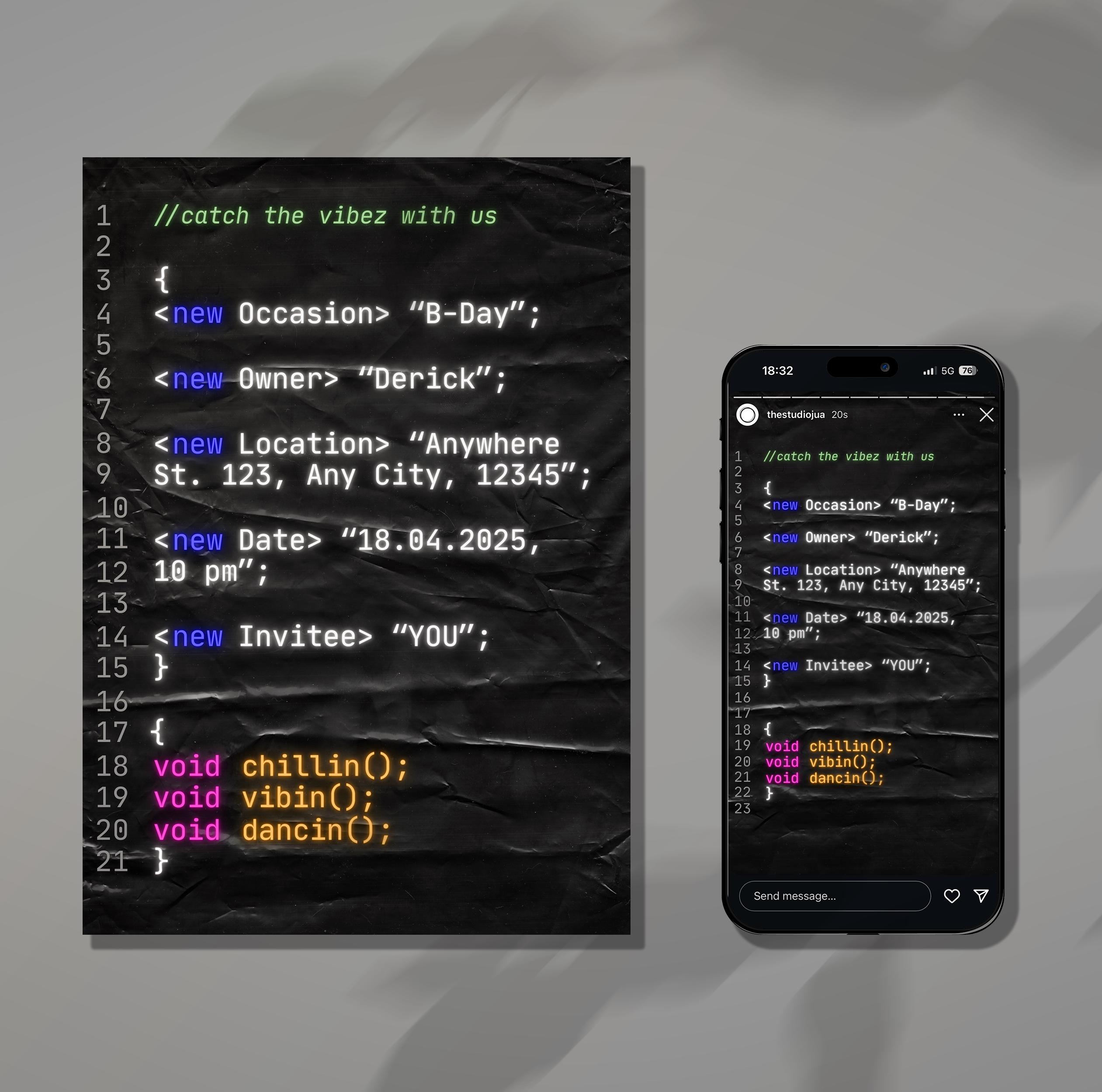 Coding Editable Digital Birthday Invitation Template, Software ...