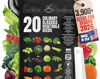 Vegetable Seed Variety Pack, 20 Heirloom Garden Seeds, Non-GMO Starter Kit with Plant Markers
