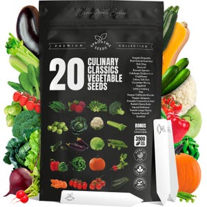 20 Vegetable Seeds For Planting Indoor Outdoor Variety Pack Home Garden Starter Kit Plant Marker 3900+ Non-GMO Heirloom