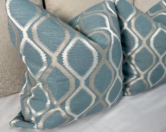 Knoll Teal Jacquard Cushion, Designer Cushion Cover, Luxury Throw Pillow, Teal Cushion Cover, Decorative Pillow, Designer Decor Cushion Case