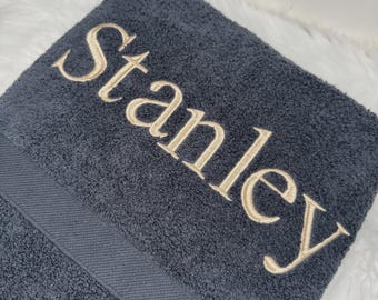 Roman Personalised Embroidered Bath Towel: 100% Cotton Luxury Gift, Monogram Bathroom Decor