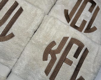 Embroidered Circle Monogram Towel: Personalized, Cotton towel