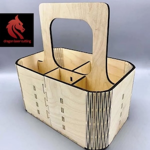 Plantilla de svg de caja de cerveza de cesta de madera cortada con láser Soporte de cerveza Glowforge svg Cricut Patrón de vector de cnc de soporte de cerveza dxf
