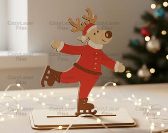 Laser cut Reindeer Christmas Decoration SVG ney year decor glowforge svg file Vector template DXF Pdf Eps cnc pattern