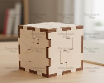 Laser cut Cube 3D puzzle children adult toy SVG bundle glowforge wood statue svg files Vector laser template file DXF Pdf Eps cnc pattern