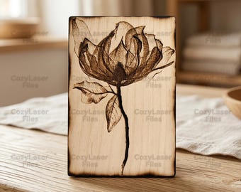 Laser Engraving Files Engrave Flower Hi-Res SVG glowforge Lily flowers files Vector template file DXF Pdf Eps cnc pattern