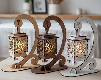 Laser cut files Wooden Lamp Lantern Bedroom Decorate Light SVG bundle glowforge svg files Vector laser template DXF Eps cnc pattern