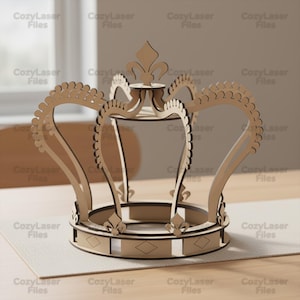 Laser cut files Royal Crown 3d puzzle SVG bundle glowforge wood crown svg Vector laser template DXF Pdf Eps cnc pattern