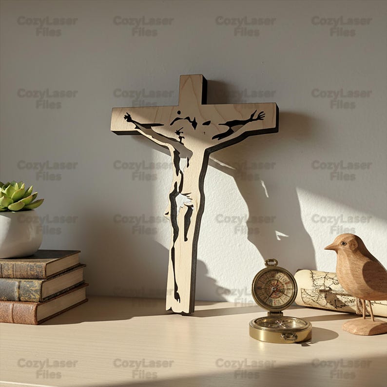 Laser Cut Jesus Christ on the Cross SVG Glowforge Wood Christian Files ...