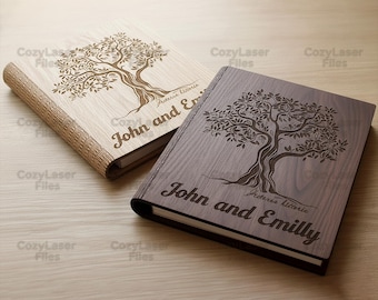 Laser cut wooden family album box 3d organizer SVG glowforge wood album DXF files Vector cutting template Cdr Pdf Eps cnc pattern