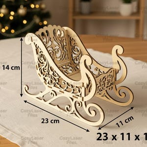 Laser cut files Candy bowl Sleigh of Santa Claus Christmas Decoration SVG bundle glowforge svg Vector laser template DXF Pdf Eps cnc pattern image 2