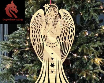 Laser cut Christmas Angel Tree Decorative 2D puzzle SVG bundle glowforge toy svg files Vector template DXF Pdf Eps cnc pattern