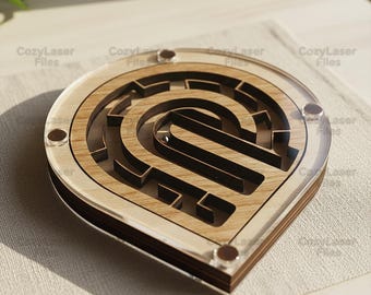 Laser cut Maze toy 3d puzzle SVG bundle glowforge wood labyrinth svg files Vector laser template file DXF Pdf Eps cnc pattern