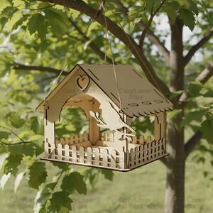 Laser cut Birdhouse Bird feeder organizer 3d puzzle SVG bundle glowforge wood house svg files Vector laser template DXF Pdf Eps cnc pattern