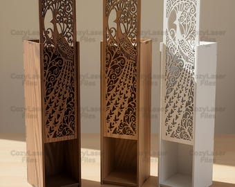 Organizador de paquetes de vino cortado con láser, rompecabezas 3D SVG, paquete Glowforge, soporte de madera, archivos SVG, plantilla láser vectorial, DXF, PDF, Eps, patrón CNC