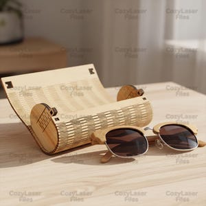File tagliati al laser, custodia per occhiali da sole, organizer, puzzle 3D, SVG, custodia in legno glowforge, file modello vettoriale, DXF, PDF, EPS, modello CNC