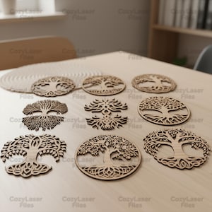 Laser cut 50 Celtic Trees 2d files SVG bundle glowforge wood celtic trees svg files Vector laser template DXF Eps cnc pattern