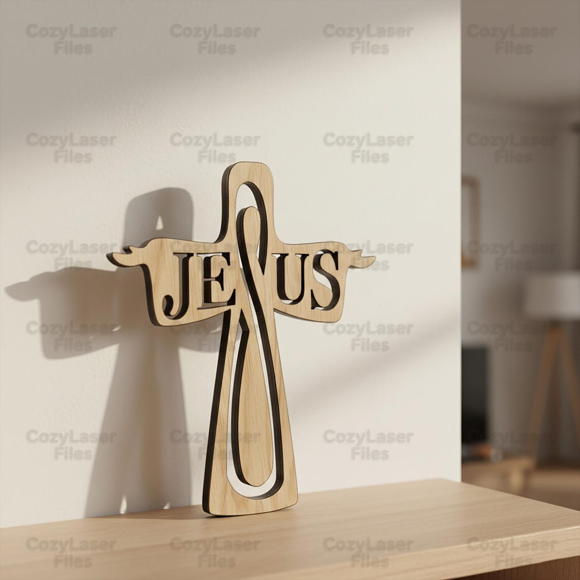 Laser Cut Wood Cross Jesus 2d Cross SVG Glowforge Christian Catolic ...