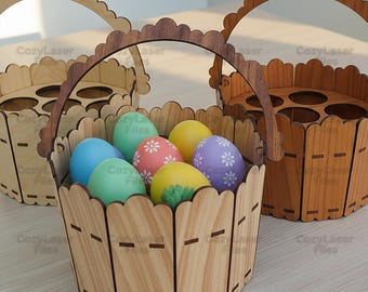 Laser Cut Easter Basket Eggs Holder Gift 3d Puzzle SVG Bundle Glowforge ...