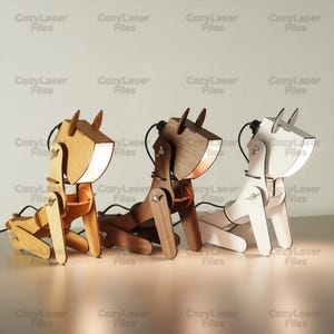 Laser cut Cat Dog lamp 3d puzzle SVG bundle glowforge wood Animal lamp statue svg files Vector laser template file DXF Pdf Eps cnc pattern