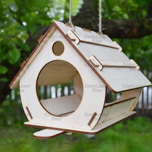 Laser cut Birdhouse 3 and 4 mm organizer 3d puzzle SVG bundle glowforge wood house svg files Vector laser template DXF Pdf Eps cnc pattern