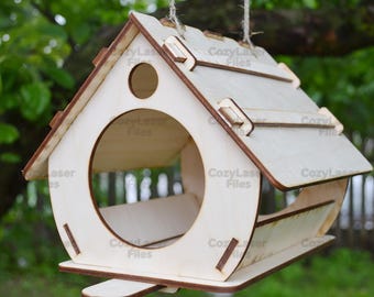 Laser cut Birdhouse 3 and 4 mm organizer 3d puzzle SVG bundle glowforge wood house svg files Vector laser template DXF Pdf Eps cnc pattern